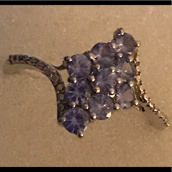 Tanzanite cluster ring in sterling silver .75 ct - Picture 3 of 4